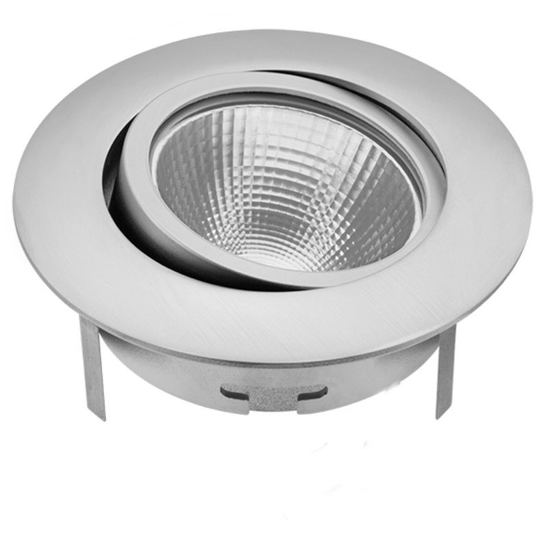 LED Einbauleuchte 5068 ECO DOB 8W Chrom-Matt 3000K 38° rund, schwenkbar, 230V Direktanschluss Betriebsgerät integriert, Anschluss direkt an 230V! Anschlussbox mit Durchgangsverdraht