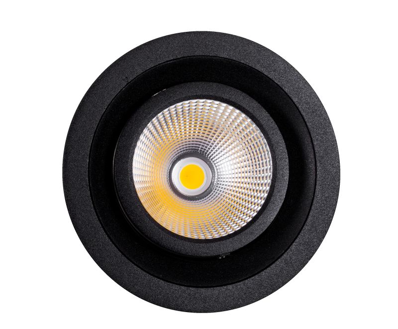 STORE LIGHT ONE 29W schwarz 24° 3000K TRIACØ152 x 122mm Bohrloch: Ø142mm Reflektor 24° Drehbereich: 358° Schwenkbereich: 60° beide Achsen mit Rastung 3000K, CRI>80 