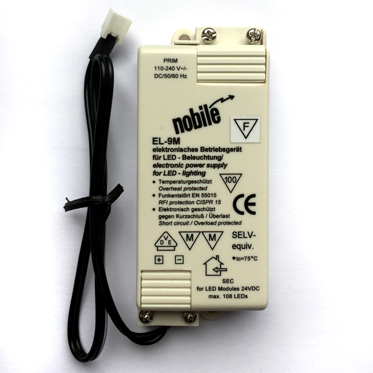EL-9M LED Betriebsgerät 9W 24V DC inkl. 30cm AnschlussleitungNur für InnenbereichTemperaturgeschütztElektronisch geschützt gegen Kurzschluss/Überlast