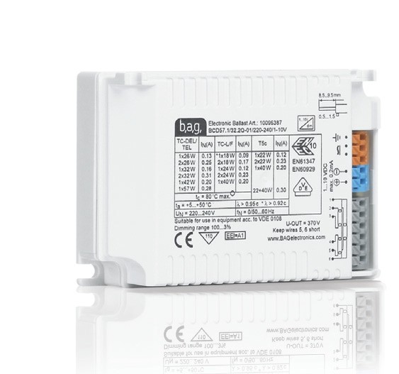 BAG EVG Multiwatt BCD57.1/32.2Q-01/220-240/1-10V dimmbar für T8 Röhren 1x15/18W;  1x36/38W;2x15/18W/ 2x 36W