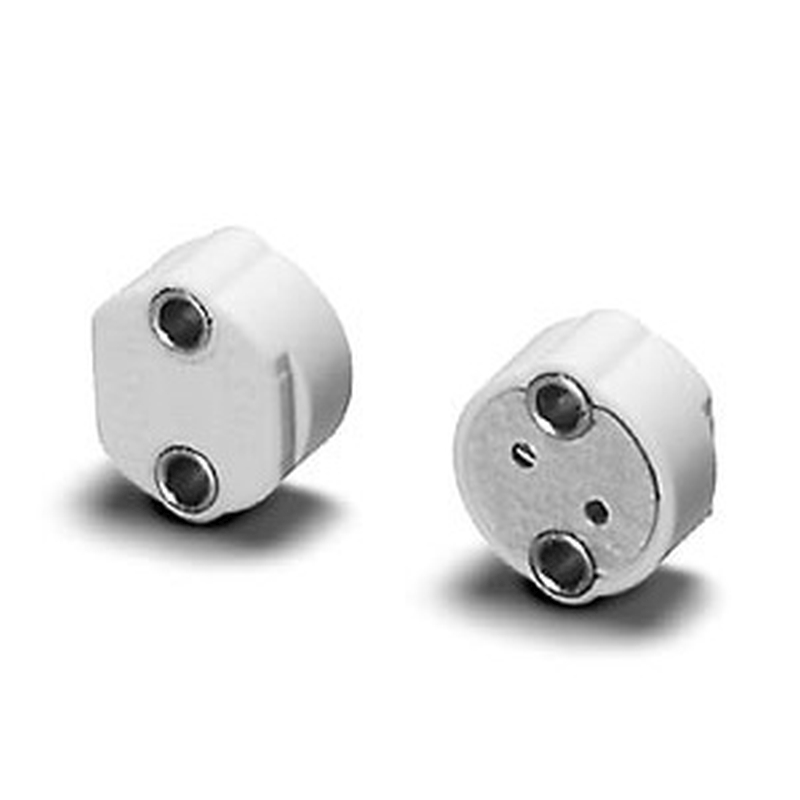 Fassung G6,35 ohne Kabel, T350, Nennwert: 12,5A/24V weiß Befestigung: Schrauben M3 Teilumhülltes GY6.35-,GZ6.35 Anschlusselement Für Lampen mit Sockel G6.35 / GY6.35 / GZ6.35 Passe