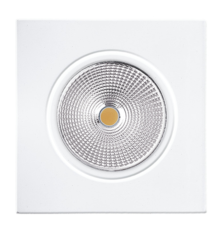 LED Einbauleuchte 5068Q ECO Flat 8W, quadratisch, weiss-matt 4000K 38° 350mA Außen 88x88mm, Deckenausschnitt: Ø 68mm, Einbautiefe: 25mm Abstrahlwinkel 38° Lichtfarbe: 3000K Konstan