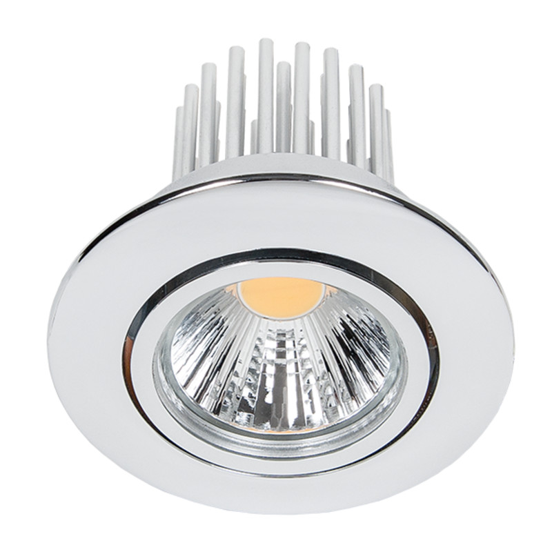 LED Einbauleuchte A 5068 S chrom 12W 930 38° dim C inkl. dimmbarem Betriebsgerät COB LED schwenkbar Anschlussbox mit Durchgangsverdrahtung (L, N, PE); Steckklemmen Echtglasrefl
