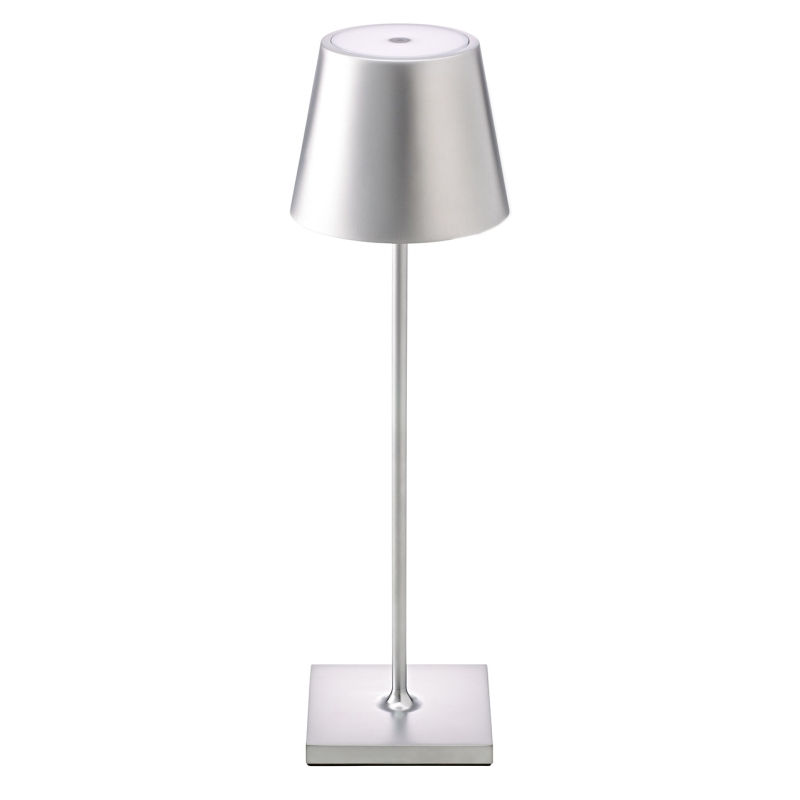 LED Akku Tischleuchte Nuindie 2,2W 822-27 168-197lm IP54 45° 380mm silber dimmbar 
