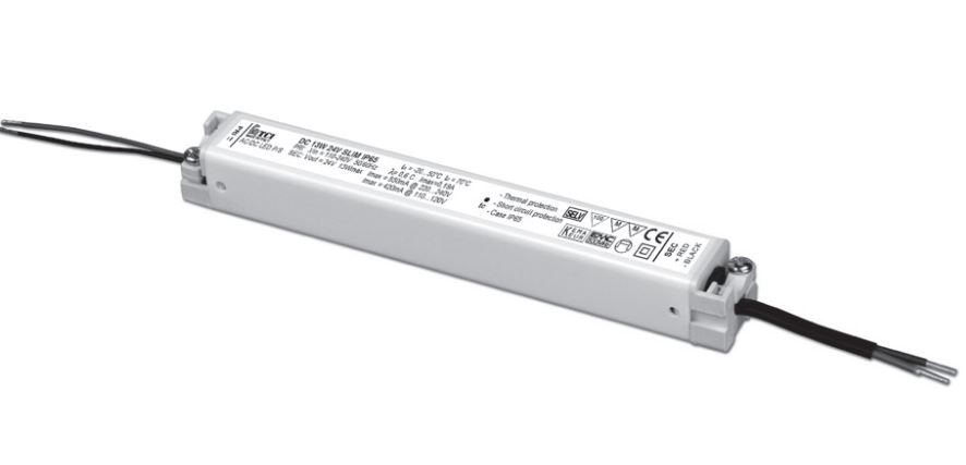 DC 13W 12V SLIM/U IP65 Konstantspannungs LED TreiberIP65 unabhängiger Treiber 12V DC für den Innenbereich Kabel in Primär- und Sekundärkreisen zum Anschließen Ultrakompakte Größe 161x2