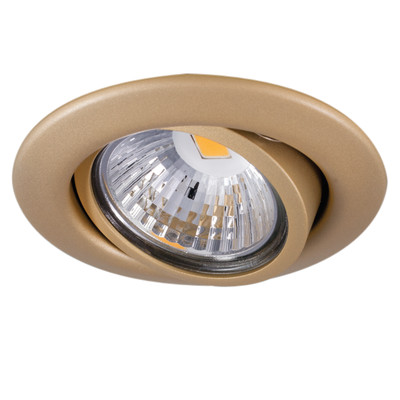 Einbauleuchte D-3830-80 RUND, gold-matt, schwenkbar, für Halogenlampe oder LED Lampe MR16 Ø50mm, mit patentierter Lampenhalterung (ohne Sprengring !) Passendes Zubehör für diesen Artikel: