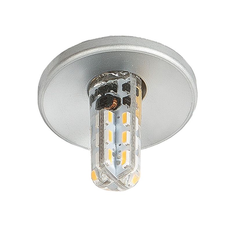 Einbauleuchte C 411 für "Sternenhimmel" chrom-matt, max. 10W G4, Ø30mm, 12V für Halogen und LED Lampen Lampenfassung und Kabel (30 cm) VDE geprüft, 250° C Bohr Ø x Einbautiefe = Ø24x28mm