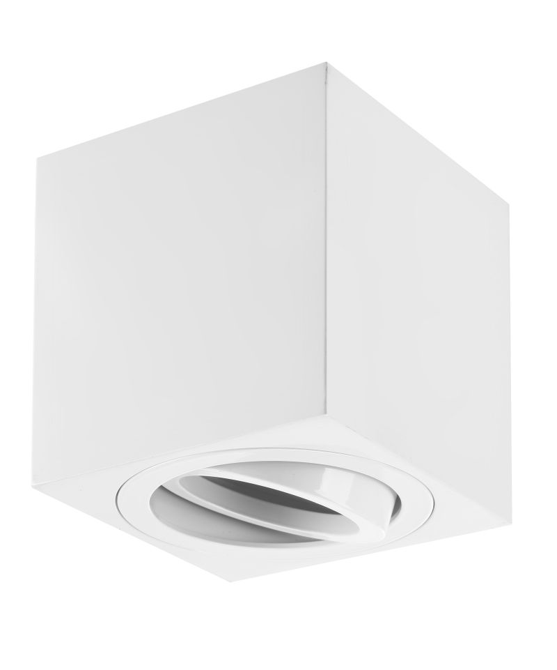 Deckenanbauleuchte Zylo max. 35W oder LED GU10 230V Weiß eckig Form: Eckig Abmessung: Ø80x84mm inklusive GU10 Fassung Direkter Anschluss an 230V schwenkbar/ drehbar bis 35°-355 Deckenanbauleuchte Zylo max. 35W oder LED GU10 230V Weiß eckig Form: Eckig Abmessung: Ø80x84mm inklusive GU10 Fassung Direkter Anschluss an 230V schwenkbar/ drehbar bis 35°-355