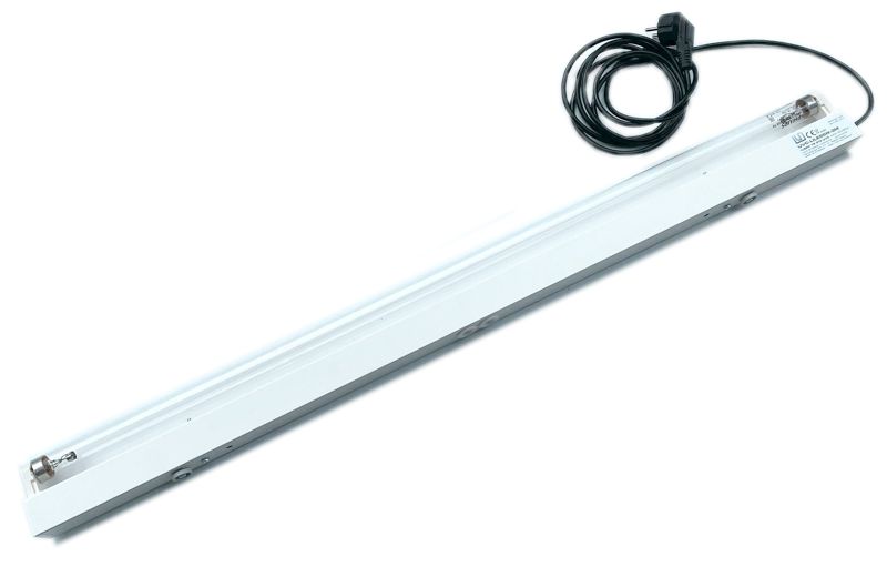 UVC Lichtleisten SET 55W bestehend aus: 1x Spezial Lichtleiste 55W T8 EVG, 1x55W UVC Röhre mit 254nm und 1x Anschlußkabel 3m mit Schukostecker Sofort einsetzbar -STECKERFERTIG einfach in die Steck