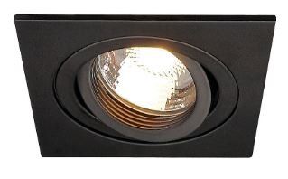 New Tria 78 Qpar16 Downlight, eckig, schwarz, max. 50W 230V GU10mit Blattfedern schwenkbar 20° Drehbar 360° Aussenabmessung: 90x90mm Einbautiefe 110mm (mit montiertem Deckenabs