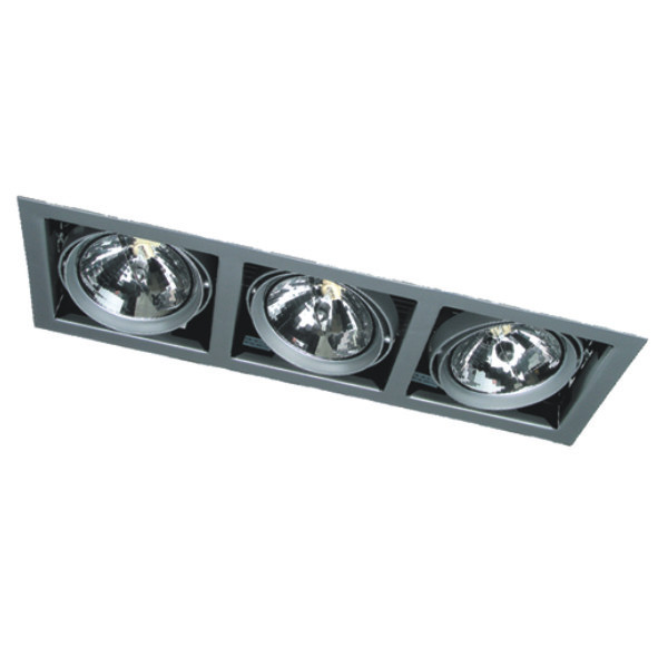 KD E2 CDM kardanische Einbauleuchte für 3x 35W oder 70W CDM-T Lampe   Gehäusefarbe: TITAN-MATT passendes Vorschaltgerät: HID-PV C70 / i oder HID-PV C 35 /i Aussen LxBxEinbautiefe: 340x180x