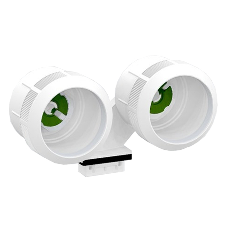 Schutzfassung 2x G13, IP66 / IP67, für 2x T12 Leuchtstoffröhren Ø 38mm,mit Einsteckfuß, 2A-250V / T130(Tm110)