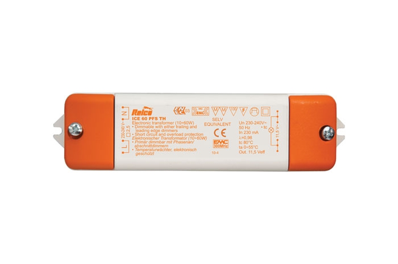 Relco LED Trafo ICE 105 PFS TH NEW 12V AC für LED 3-55W und Halogen 20-105W, DIMMBAR Moderner Hybrid Multi Trafo für LED und Halogenlampen Für Dimmer mit Phasenanschnitt bzw. Phasenabschni