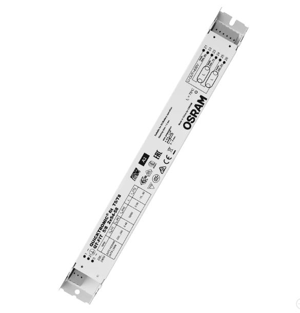 QT-FIT 5/8 2X54…58 Osram Quicktronic EVG für 2x54W T5 oder 2x58W T8 und Kompaktleuchtstofflampen 2x55W 2x54W T52x58W 2x55W TC-L LxBxH: 280x30x21mm Für Notlicht geeignet 185…264