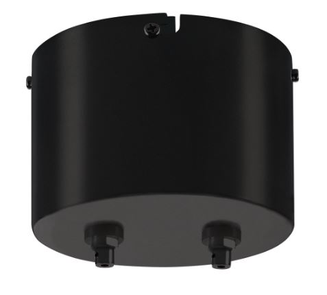 Designtrafo RUND 105 SCHWARZ, 105W 12V AC PhansenANschnitt dimmbar  Abmessung: Ø110 x H110mm Niedervolttransformator in ansprechendem Design mit direktem Niedervoltanschluss sowie einer ma
