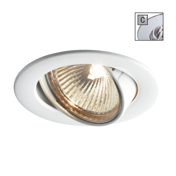 Einbauleuchte DIRECTION 230V, schwenkbar, CHROM inkl. Hochvolt Halogenlampe (GZ10) 50W 40°- 230VAußenØ x ET Ø83 x 90 mm Bohren mit  Ø76mmdimmbar