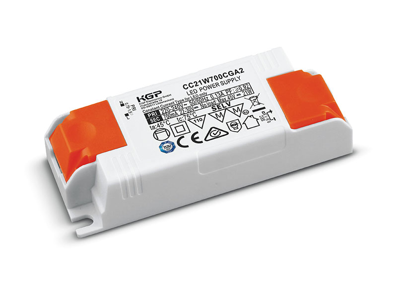 CC21W350CGA2 LED Konstantstrom Konverter 24,4W 350mA Vorwärtsspannung 45-60V DC Maße: 96x36x23mm Lebensdauer von 50.000h Schutzart IP20 Überlast-, Kurzschluss-, und Leerlaufsch