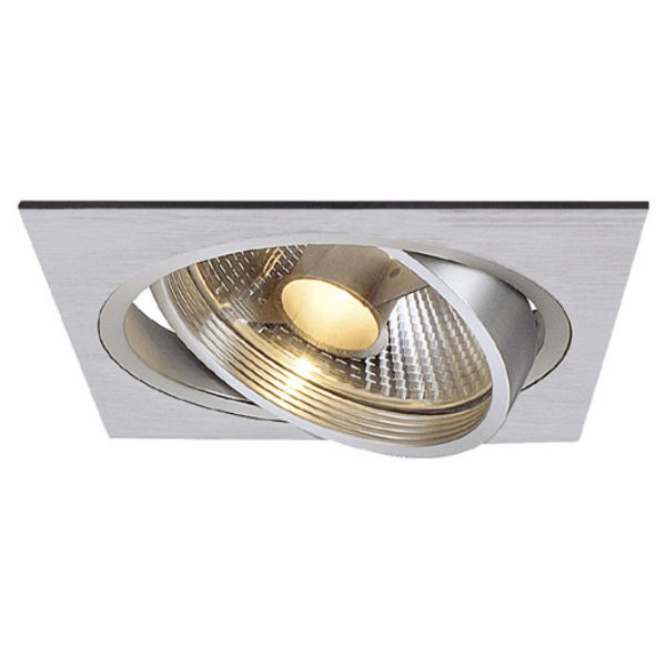 Hochvolt Einbauleuchte TRIA I ES111 SQUARE, für Leuchtmittel 1x75W GU10 ES111 oder entsprechende LED-Lampe, inkl. Blattfedern, ALU-Gebürstet,