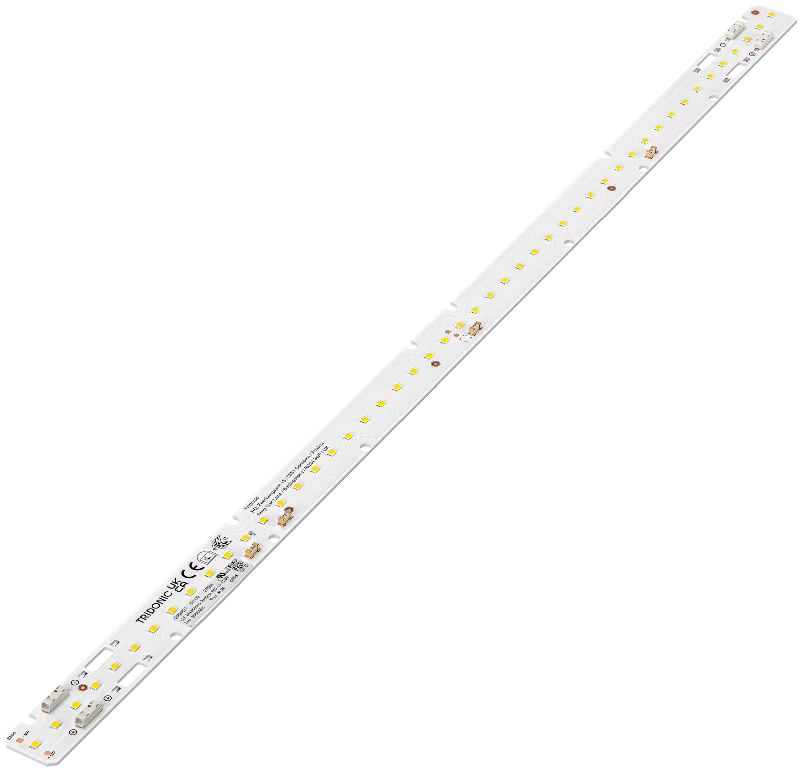 LLE 24x560mm 2400lm 927 LV ADV6 LED Linear Modul Abmessung: 559x23,6x5,5mm Farbtemperatur: warmweiss / 2700K1.040lm - 6,3W - bei 200mA - 31,8V 2.112lm - 13,7W - 400mA - 32,7V 3