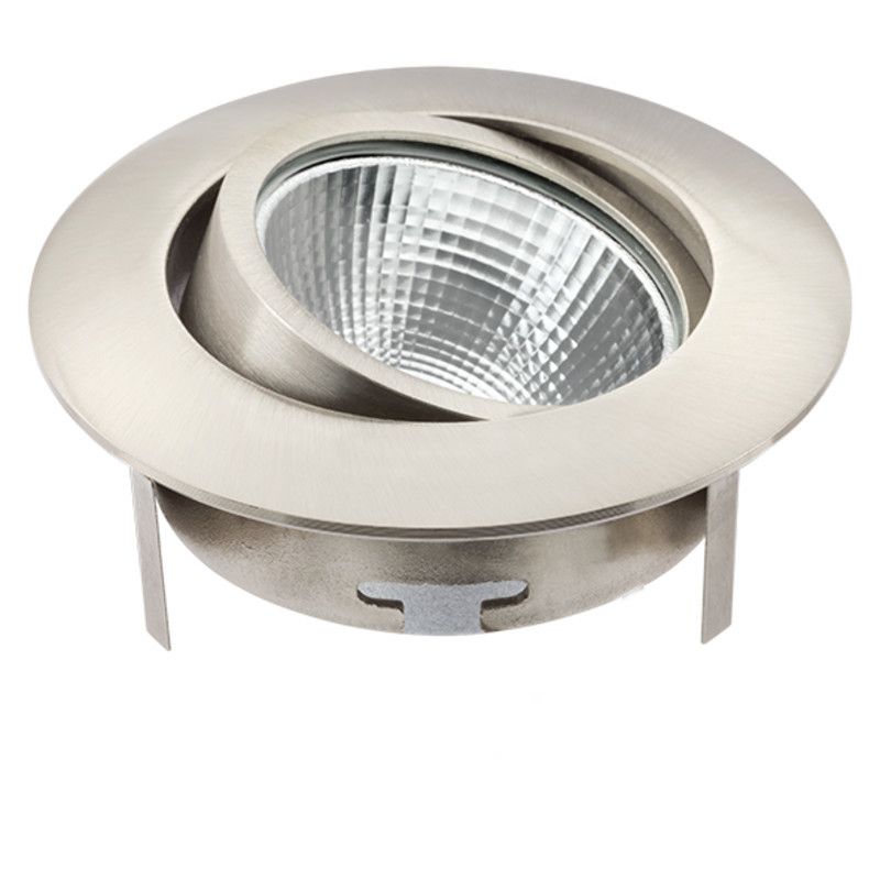 LED Einbauleuchte 5068 ECO DOB 8W Nickel-Gebürstet 3000K 38° rund, schwenkbar, 230V Direktanschluss Betriebsgerät integriert, Anschluss direkt an 230V! Anschlussbox mit Durchgangsve