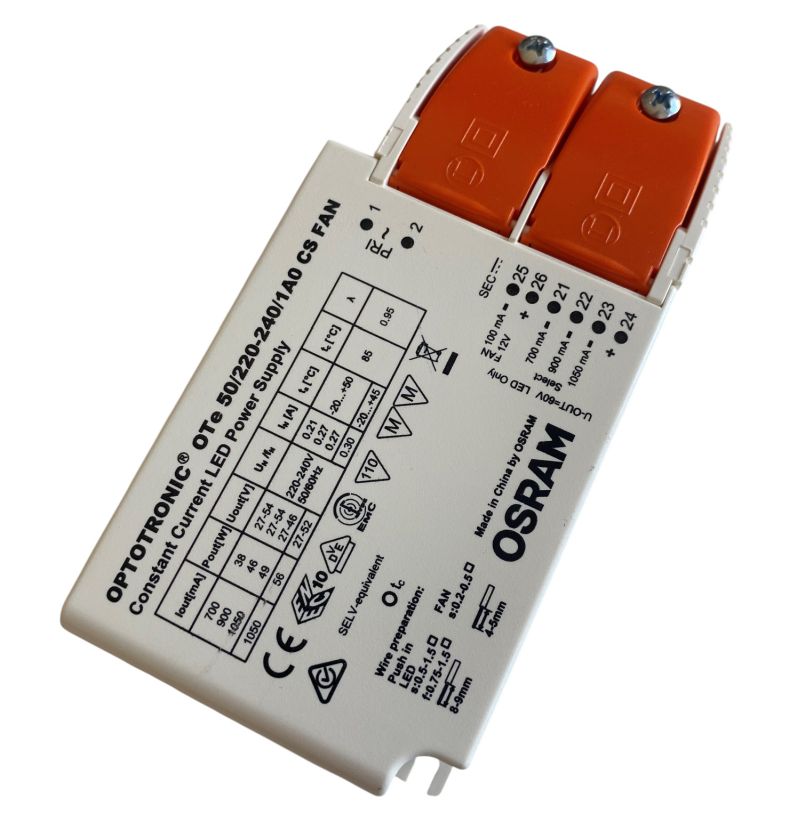Optotronic OTe 50/220-240/1A0 CS FAN Konstantstrom LED Treiber 50W 700/900/1050mA 27-56V DC