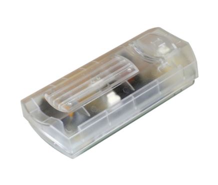 Schnurdimmer 8113 mit Schieberegler zur Dimmung von Halogenlampen 20-300W, mit Ein/Aus Schalter, Gehäuse Transparent Schieberegler für Hand- und Fußbetätigung Einsetzbar für: HV-Haloge