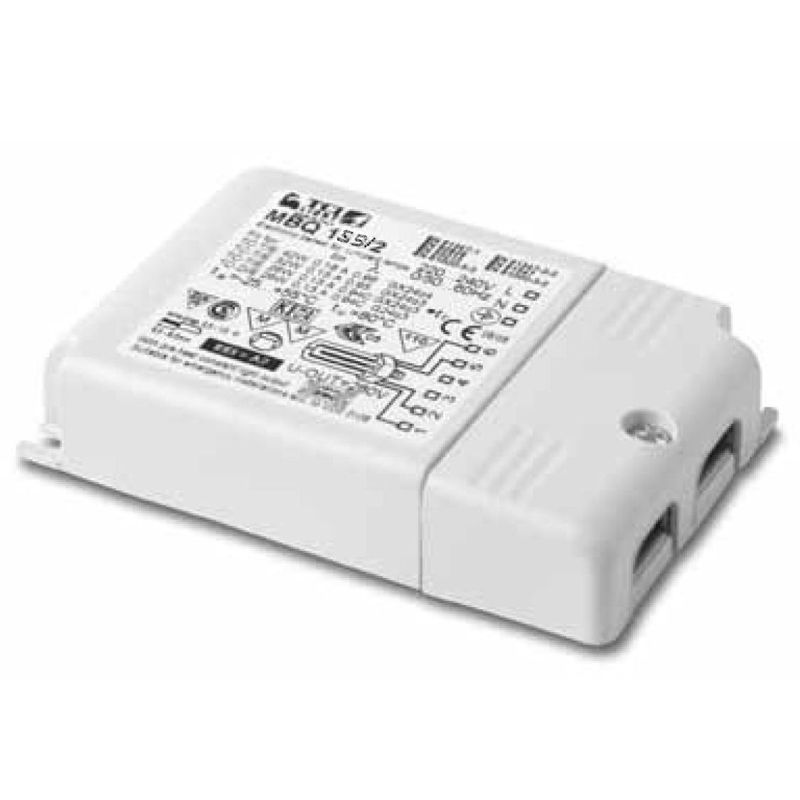 MBQ 155/2 EVG für 1x 55W und 1x60W T5C Ringröhren 2GX13, mit Zugentlastung und Klemmenabdeckung! LxBxH: 103x67x21mm Notlichttauglich 176…264V DC Prüfzeichen ENEC05, CCC, MM, KEMA KEUR 