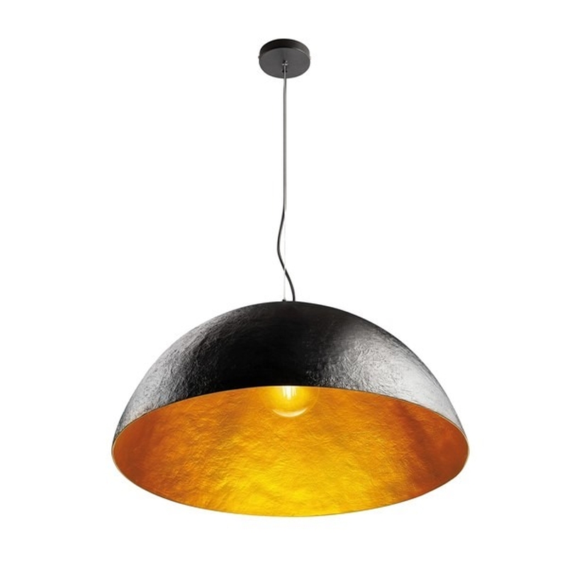 FORCHINI 70 PD Indoor Pendelleuchte E27 schwarz/gold Material: Stahl/Glasfaserkunststoff max. 40W bei 230V IP 20 ØxH: 700x330mm Pendellänge: 1500mm Gewicht: 4.17 Form: 
