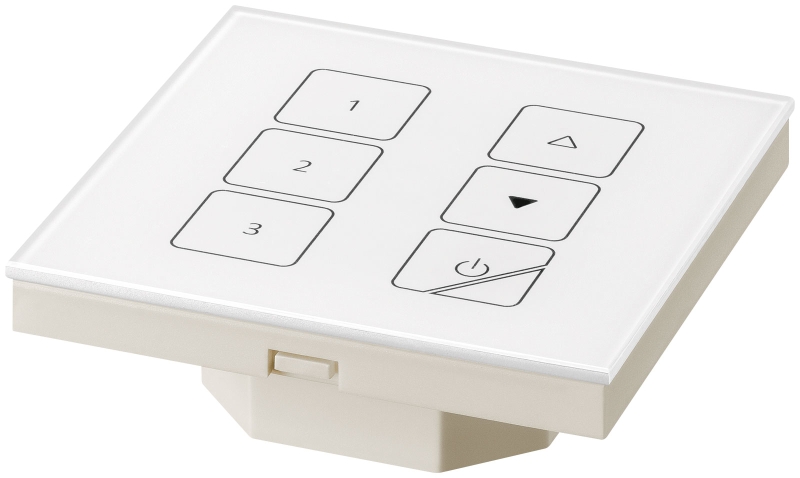 DALI Touchpanel Basic C Mehrere Steuermodule in einem DALI-System möglich Einstellung der DALI-Leuchtengruppe über den „Group“-Drehwahlschalter Hochwertiges Erscheinungsbild mit echtem
