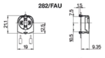 Einbau Fassung G5 UNgefedert für T5 Leuchtstoffröhren, 2A - 500V / T130 (Tm110), ENEC03, UL zugelassen