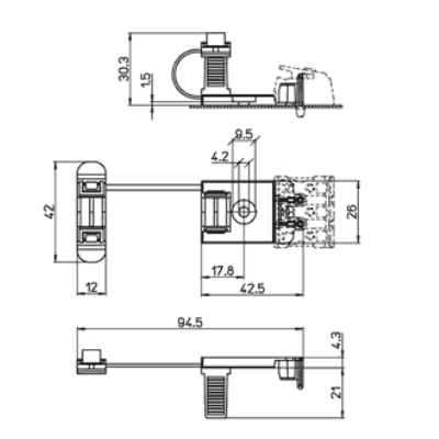 Zugentlastung Schraubbefestigung mit Einrast-Kabelbefestigung Material: Polyamid