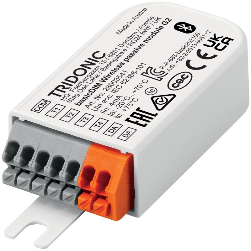 basicDim Wireless Passive Modul G2 Casambi Ready Funk-Modul für basicDIM Garantierter Ausgangsstrom, DALI: 4mA Max. Ausgangsstrom DALI: 250mA 4 unabhängige Taster-Eingänge Drahtlos