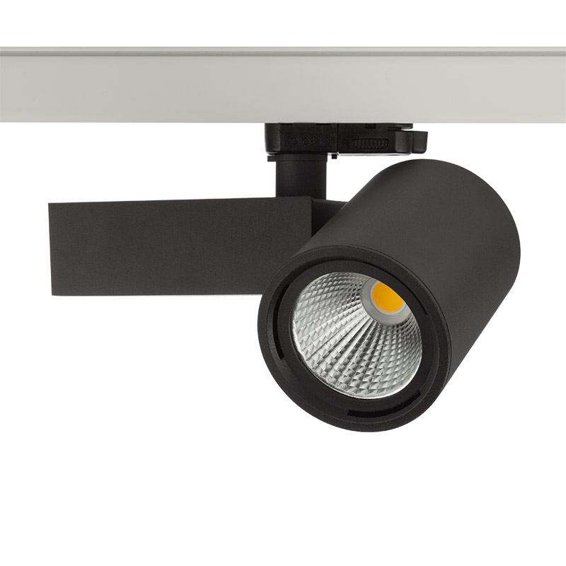 PACTA LED Stromschienenstrahler  in Schwarz Abstrahlwinkel von 20° Kompaktes, dezentes Design, Leuchtengehäuse aus AludruckgussHocheffizienzreflektoren aus Aluminium Reflekt