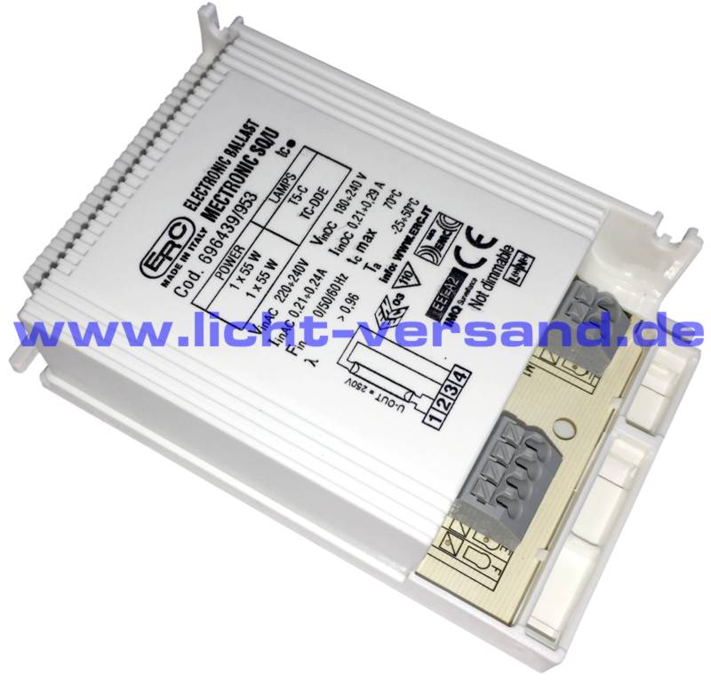 ERC Mectronic SQ/U 696439/953 elektronisches Vorschaltgerät für 1x55W T5C Ringröhren 2G13, und 1x55W TC-DD GR10-q (Brezel-Lampen) Auslaufartikel - Produktion eingestellt, Sie können als Alternativ