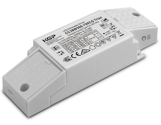 CC36W500-700CG Triac LED Treiber / LED Konverter dimmbar 36W 500-700mA 30-52V DC Phasendimmung - TRIACMit abnehmbarer Zugentlastung Strom in 50mA Schritten mittels Dip Schalter einstel