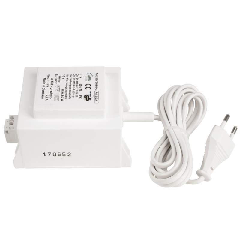 Sicherheitstrafo Blocktrafo 60W 12V (11,5V AC) weiss, IP20 Elektro-magnetisch Sekundärspannung: 11,5V AC Dimmbar Pirmär mit angegossenem Kabel 200cm 100x70x61mm Schutzklass Sicherheitstrafo Blocktrafo 60W 12V (11,5V AC) weiss, IP20 Elektro-magnetisch Sekundärspannung: 11,5V AC Dimmbar Pirmär mit angegossenem Kabel 200cm 100x70x61mm Schutzklass