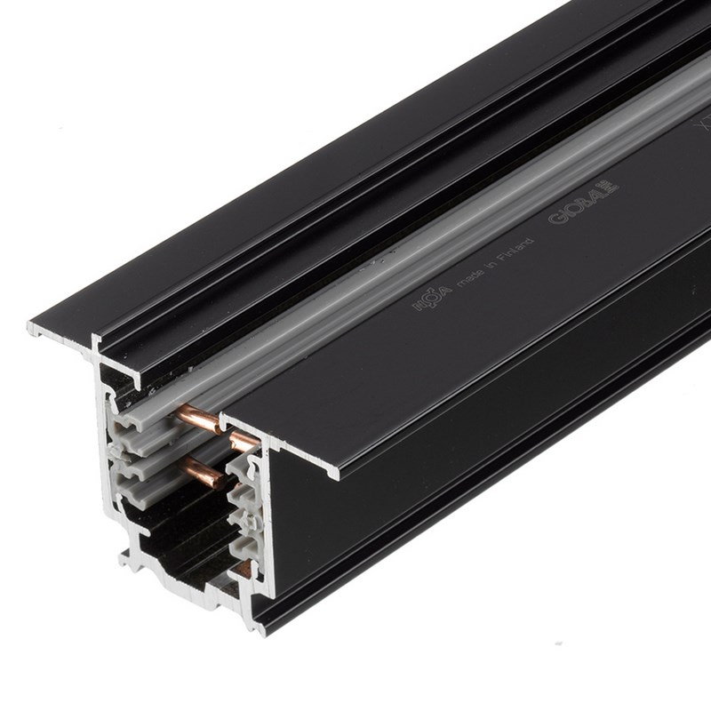 Global Track Pro 3 Phasen Stromschiene 100cm Farbe SCHWARZ 3x16A EINBAU Stromschiene ! - FLÜGELSCHIENE LxBxH: 1000x56x32,5mm Material: Aluminium Farbe: Schwarz Gewicht: 1,00kg